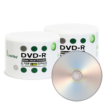 Smart Buy DVD-R 16X 4.7 GB - Silver Inkjet Hub Printable 100 PCS