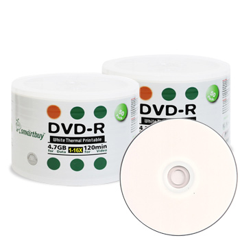 Smart Buy DVD-R 16X 4.7 GB - White Thermal Hub Printable 100 PCS