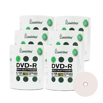 Smart Buy DVD-R 16X 4.7 GB - White Inkjet Hub Printable 600 PCS