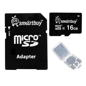 Smart Buy 16GB Micro SD HC Class 4 + Mini Case + Adapter