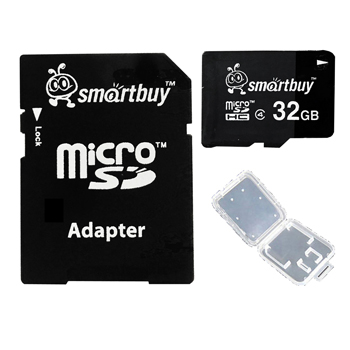 Smart Buy 32GB Micro SD HC Class 4 + Mini Case + Adapter