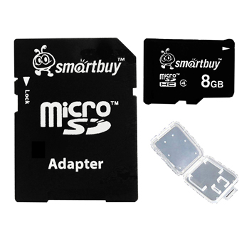 Smart Buy 8GB Micro SD HC Class 4 + Mini Case + Adapter