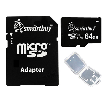 Smart Buy 64GB Micro SD XC Class 10 Ultra U1 + Mini Case + Adapter